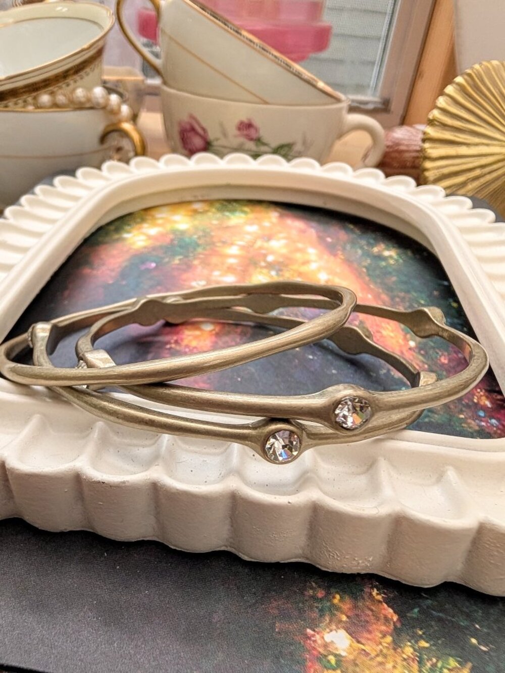 Vintage Lia Sophia Set of 3 "Twig" Bangle Bracelets